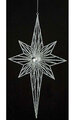 36 inches x 21 inches Tinsel Glittered Wire Star Ornament with Jewel - Silver