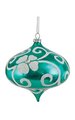 4" Plastic Onion Ornament with Flower Pattern - Teal/Silver