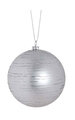 4 inches Matte Ball Ornament - Silver/Glitter
