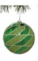 4 inches Shiny Glittered Spiral Ball Ornament - Green/Silver Glitter