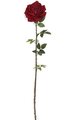 45 inches Velvet Rose Single Stem - Red Flower - 4 Green Leaf Clusters