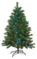 5' Noble Flat Christmas Tree - 286 Green Tips - 150 Multi - Colored 5mm LED Lights