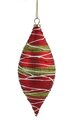 6.5" Plastic Matte Finial Ornament with Glittered Lines - Red/Green