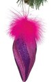6 inches Spiral Drop Ornament with Feathers and Glitter - Fuchsia/Purple