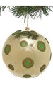 6" Polka Dot Ball Ornament - Shiny Gold and Glittered Green/Red Dots