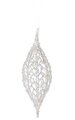 8.5 inches x 3 inches Plastic Glittered Oval Ornament - White/Silver