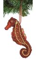 8 inches x 2.5 inches Beaded Sea Horse Ornament - Red/Orange