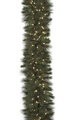 9 feet Anchorage Garland - Mixed Green PVC Tips - Warm White LED Lights