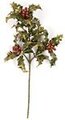 16.5" Plastic Gold Painted Holly Spray - 3 Berry Clusters - Gold/Green