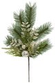 20 Inch Mixed Pvc Long Needle Pine Spray With Glittered Leaves And Balls
