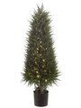EF-091  47 inches Outdoor Cedar Topiary in Plastic Pot w/100 Led Lights Green (Price is for a 2 P...