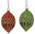 Earthflora's 3.5 Inch Shiny Finial With Gold Gliter - Red Or Green