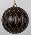 Earthflora's 6 Inch Matte Black Grid Ball/diamond Pattern Ornament - Silver Or Gold Glitter