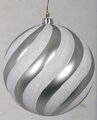 Earthflora's 8 Inch Matte Finish Silver Swirl Ball Ornament With White Glitter