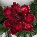 7 Inch Burgundy Magnolia Flower Clip On Ornament