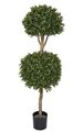 4 feet Plastic Double Boxwood Ball Topiary - Natural Trunk - 16 inches and 20 inches Diameters