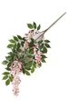 27" Wisteria Branch - 76 Leaves - 3 Flowers - Pink