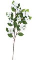 29" Dogwood Branch - 27 Leaves - 9 Flowers - White