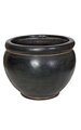 14" Fiberglass Round Pot - Black with Rust Iron