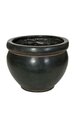11" Fiberglass Round Pot - Black with Rust Iron