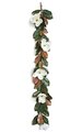70 inches Magnolia Garland - 5 Cream/White Flowers - 10 inches Width