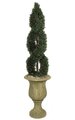 4' Plastic Outdoors Double Spiral Cypress Topiary - 1,742 Green Leaves - Weighted Base