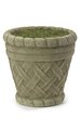 6" Round Basket Weave Foam Filled Pot with Moss - Stone