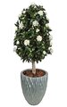 4.5 feet Gardenia Artificial Topiary - Natural Trunk - White - Weighted Base