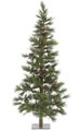 7 Foot Tall Needle Pine Christmas Tree with Grape Vine - Natural Trunk - 33 Pine Cones - 403 Green Tips - 48 inches Width - Metal Stand