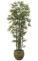 7 feet Bamboo Palm - Natural Green Canes - 1,440 Leaves - Weighted Base