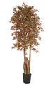 6.5' Mini Japanese Maple Tree - Natural Trunks - 1,920 Leaves - Red/Green/Brown - Weighted Base