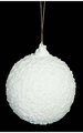 4 inches Flocked Ball Ornament - White - CUSTOM-FLOCKED