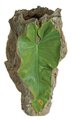 20 inches Resin Leaf/Bark Vase - 5 inches x 5 inches Opening - Green/Brown