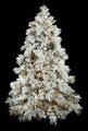 7.5 feet Heavy Flocked Long Twig Pine Christmas Tree - Full Size - Warm White LED