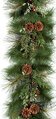 6' Sugar Pine Garland - Red Crab Apples and Pine Cones - 57 Green Tips