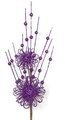 19 inches Plastic Glittered Ball Spray - Purple - 5.5 inches Stem