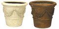 DB-2040 Fiberglass pot with garland motif cream & brown colors available
