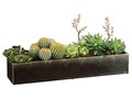 EF-3816  	11'Hx8"Wx24"L Succulents in Long Ceramic Container Green