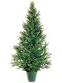 EF-148-GR 48 inches Plastic Mini Cedar Pine Topiary in Pot Green Indoor/Outdoor