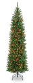 EF-30075 7.5 Kingswood Pencil Pine Christmas Tree - 1,075 Green Tips - 350 Multi Colored Lights 26 inches Width - Wire Stand