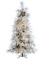 EF-Y7E670-WH 7'Hx50"D Drooping Snowy Pine Tree x663 w/500 Clear Lights & Switch on Metal Stand White