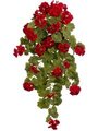 EF-710 36 inches Geranium Hanging Bush  Red 21 Flowers 196 Leaves (Sold in a set of 4pc)