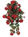 EF-115 30 inches Large Geranium Hanging Bush  Red 21 Flowers 176 leaves (Sold in a set of 6pc)
