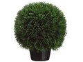 EF-823  20" Tall 17" Wide Grass Cedar Ball Topiary in Pot  Green Indoor/Outdoor