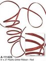 9 feet Plastic Glittered Ribbon - Red - .5 inches Width