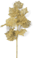 27 inches Glittered Grape Leaf Spray - 11 Leaves- 14.5 inches Stem - Platinum Gold