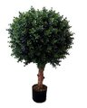 EF-1821 30" Tall 15" Wide Outdoor Plastic Boxwood Ball  with Natural Wood Trunk