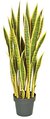 A-112397  39" Plastic Sansevieria Plant - 27 Yellow/Green Leaves - 7" Weighted Base