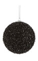 8" Tinsel Ball Ornament - Black