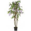 5 feet Wisteria Artificial Topiary - Natural Trunk - 1,377 Leaves - 25 Flowers - Lavender - Weighted Base